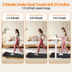 2.5HP Walking Mat with Incline pad,Under Desk Treadmill, Walking Running Pad with Remote, 3 in 1 Low Noise Small Mini Portable T