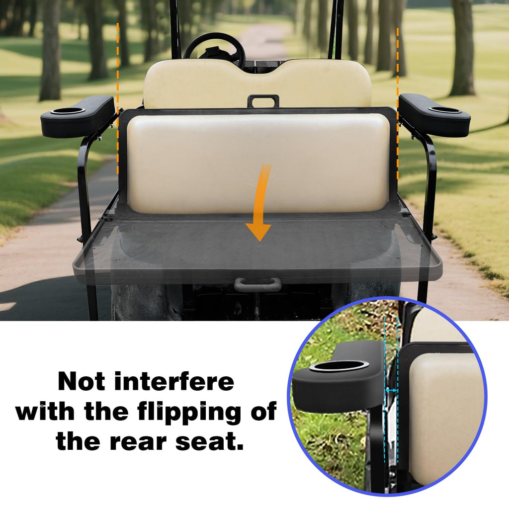 Roykaw Golf Cart Armrest With Cup Holder Compatible With Ezgo Club Car Yamaha - Upgrade Support Frame/No Drilling Required - Jus
