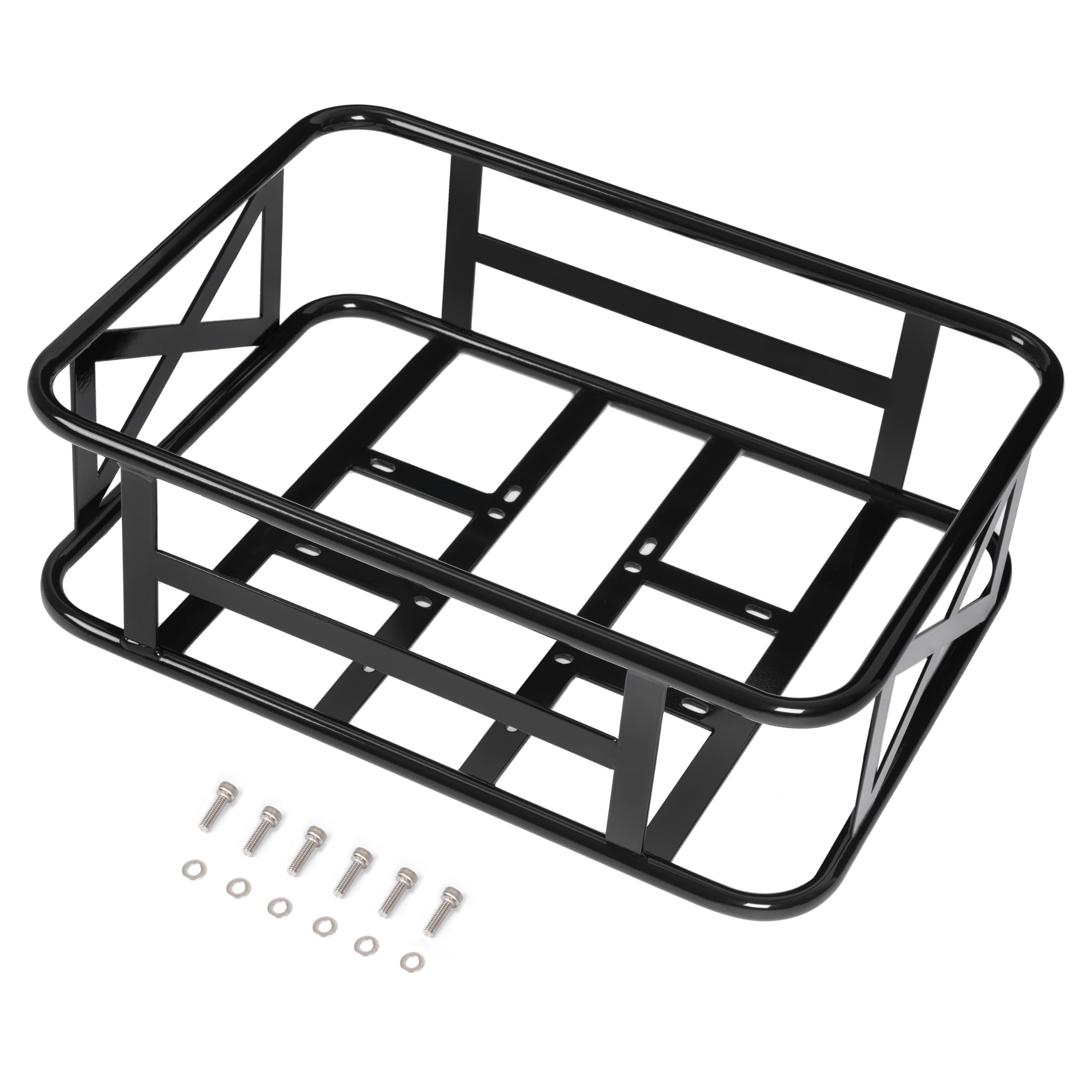 KUAFU Electric Bike Rear Basket, Bicycle Cargo Rack, Ebike Storage Basket Mount for Back Under Seat, Picnic Basket, Pet, Sports 