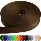 Teceum 2 Inch Webbing - Brown - 25 Yards - 2    Heavy-Duty Wide Webbing For Climbing Outdoors Indoors Crafting Diy