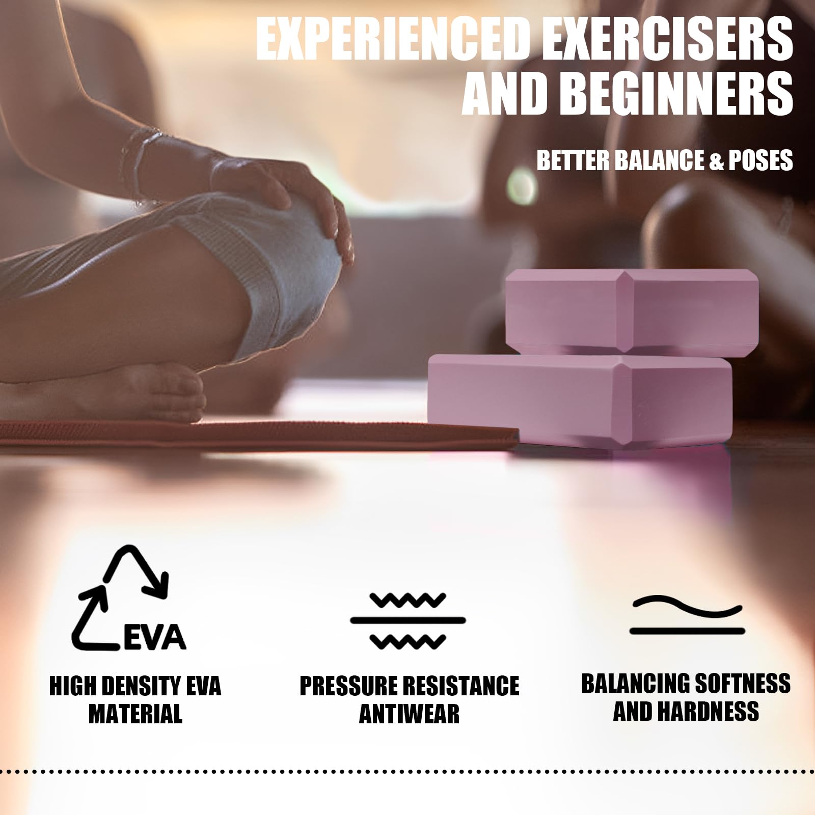 2 Pcs Yoga Blocks, 9x6x3 Foam Blocks Yoga Props for Pilates Stretching and Meditation Exercise Blocks Lightweight Yoga Essential