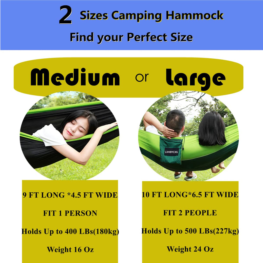 Camping Hammock Double & Single Portable Hammocks Ultralight Nylon Parachute Hammocks With 2 Tree Straps For Backpacking, Travel