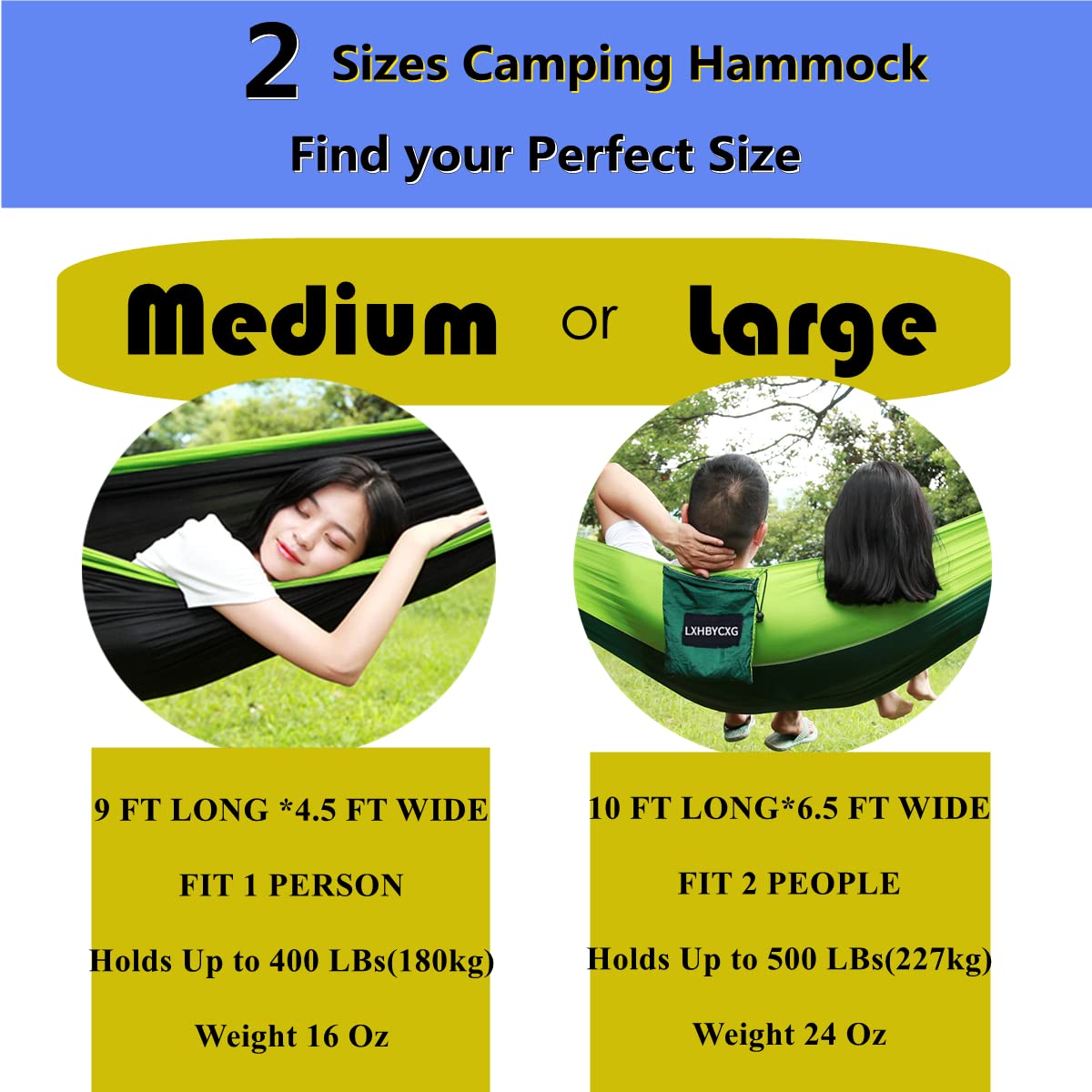 Camping Hammock Double & Single Portable Hammocks Ultralight Nylon Parachute Hammocks With 2 Tree Straps For Backpacking, Travel