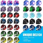 Cyeelife Steel Tip Darts 20G,Nylon Shafts+36 Flights(12 Designs)+Sharpener,For 4 Beginners