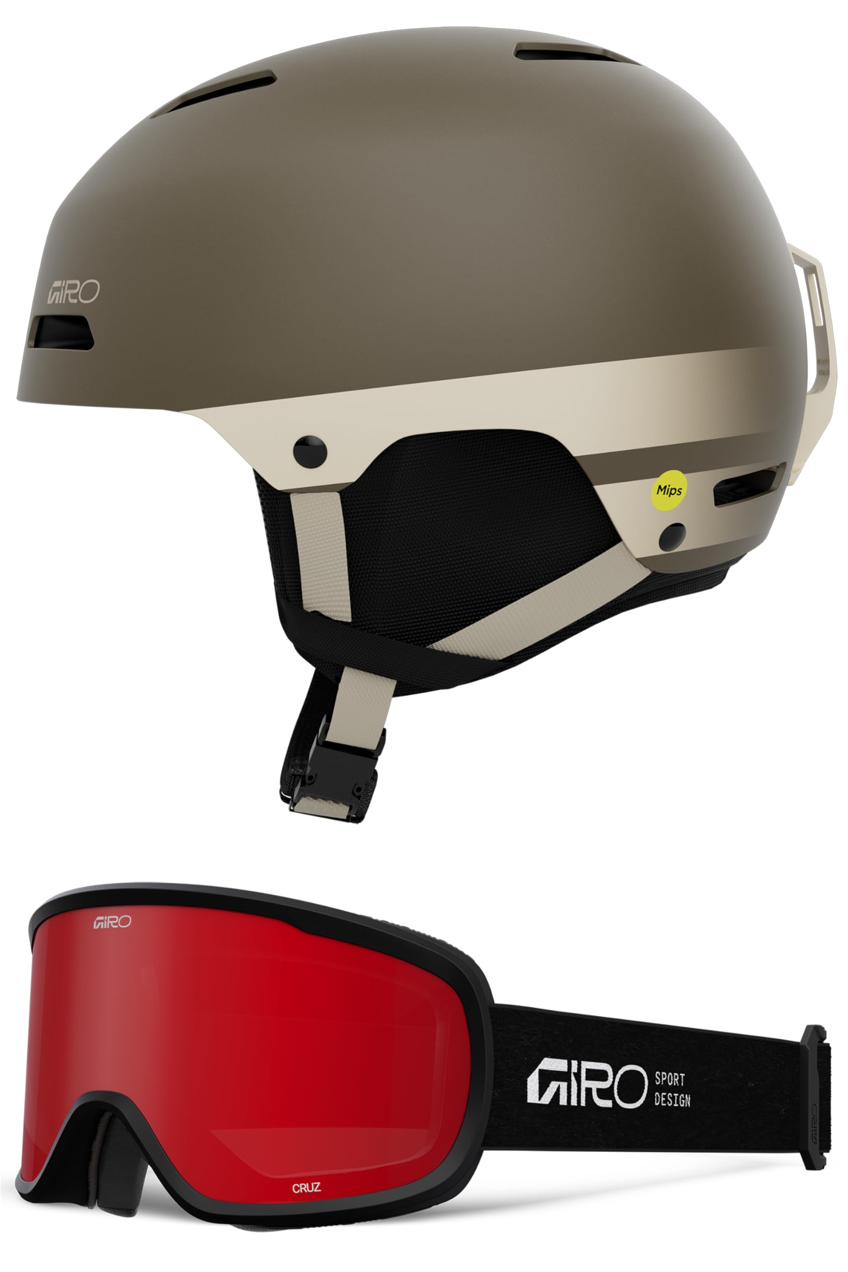 Giro Ledge MIPS AF Snow Helmet/Goggle Combo - (Combo) Matte Black - Black Stacked - Size Large
