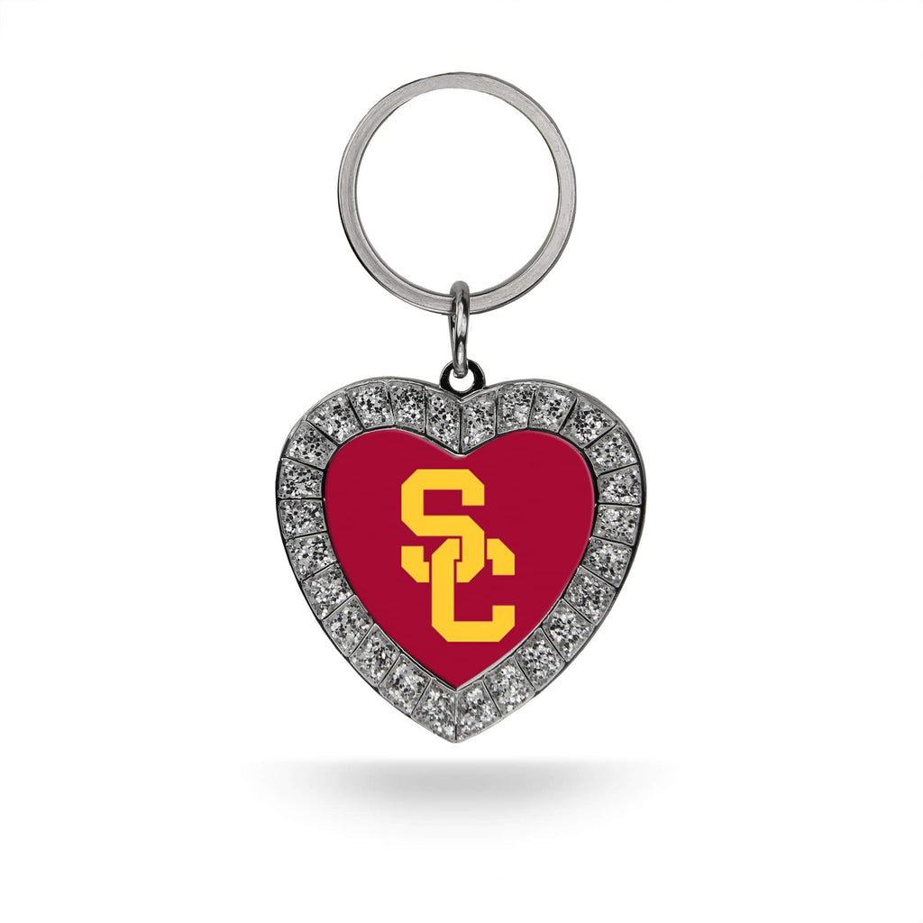 Rico Industries Ncaa Usc Trojans Metal Rhinestone Heart Keychain 1.38 X 3-''