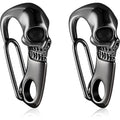 Hicarer 2 Pieces Skull Key Chain Skull Carabiner Wallet Chain For Men Heavy Metal Skull Key Ring Skull Clasp Key Buckle (Black)