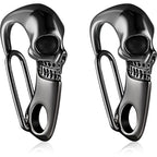 Hicarer 2 Pieces Skull Key Chain Skull Carabiner Wallet Chain For Men Heavy Metal Skull Key Ring Skull Clasp Key Buckle (Black)