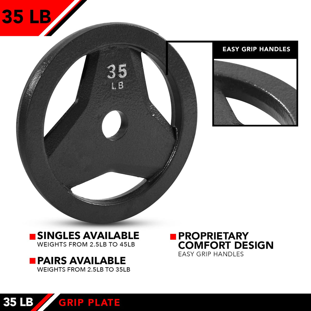 Jfit Cast Iron Olympic 2-Inch Grip Plate For Barbell, Single Plate, 35 Lb