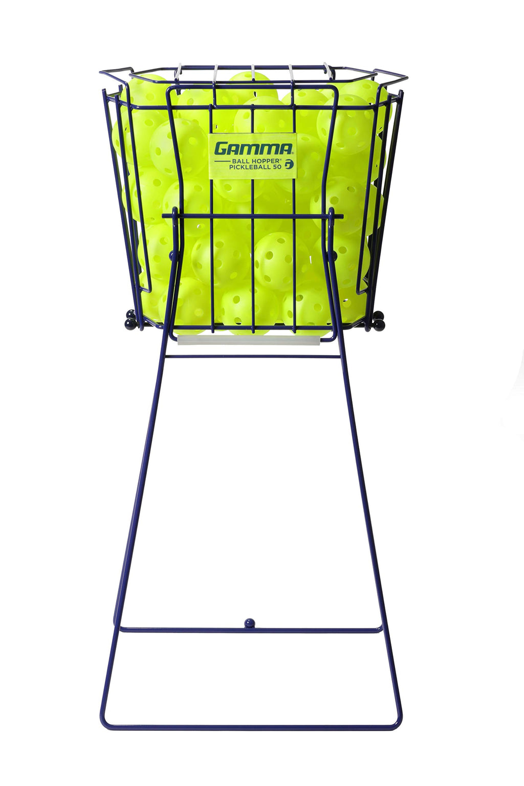 Gamma Sports Pickleball Ballhopper Caddy With Lid, Steel Durable Basket For Indoor/Outdoor Use, Holds 50 Balls, Blue