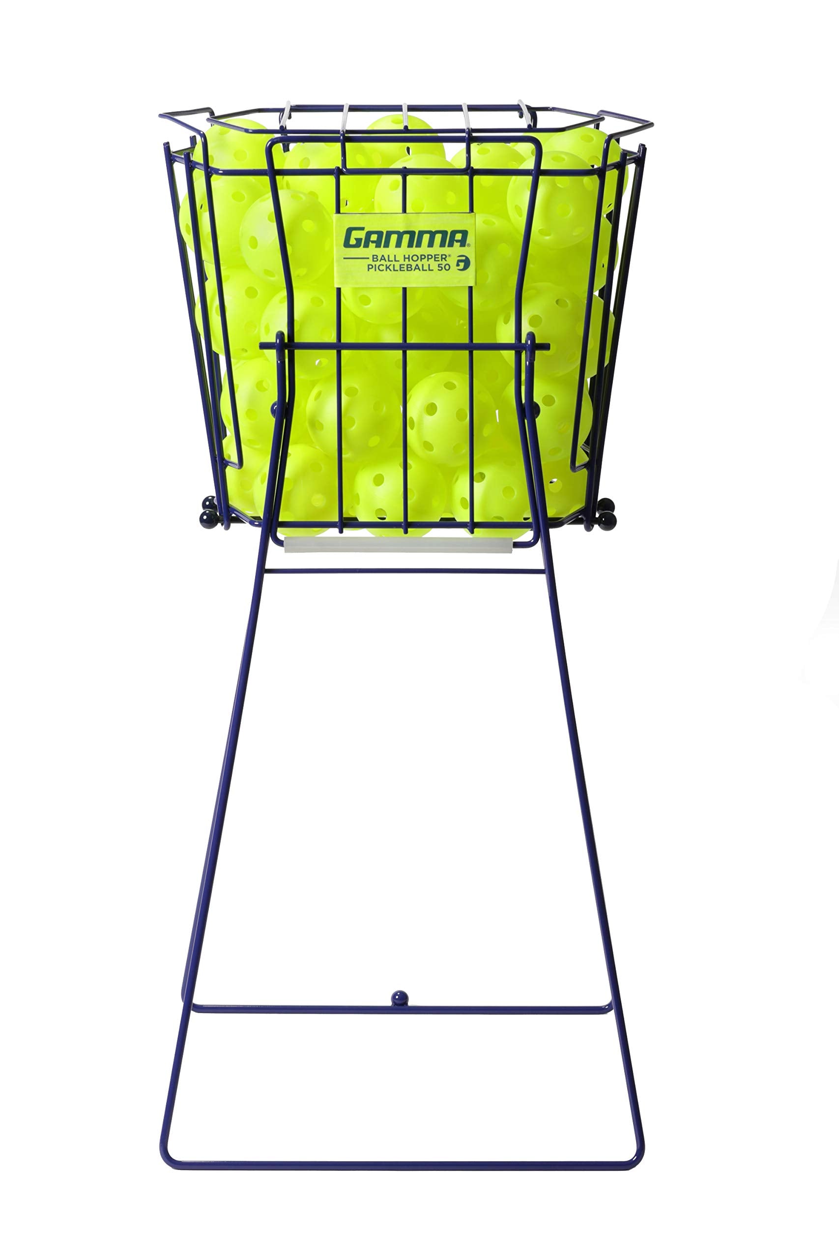 Gamma Sports Pickleball Ballhopper Caddy With Lid, Steel Durable Basket For Indoor/Outdoor Use, Holds 50 Balls, Blue