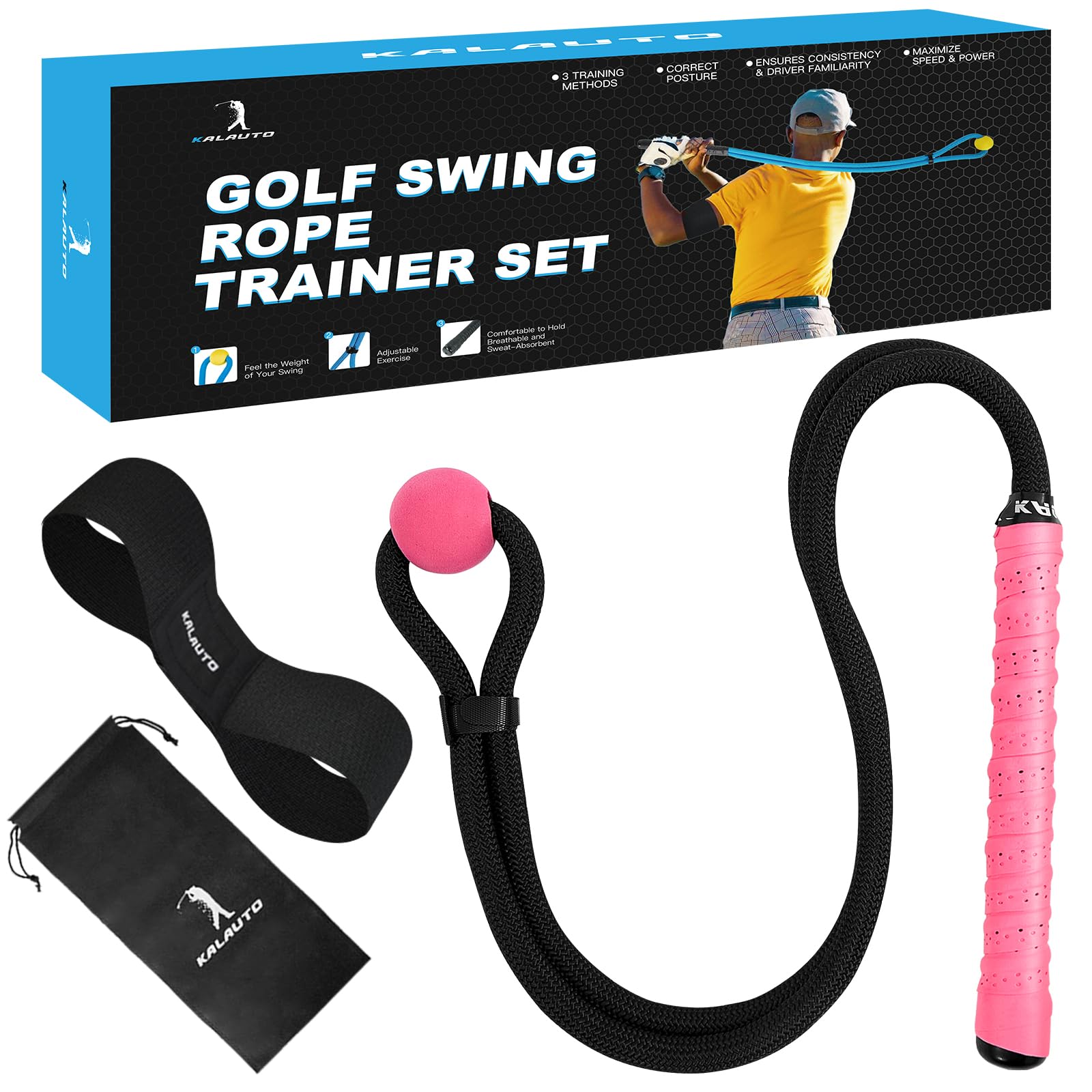 KALAUTO Golf Rope Swing Trainer - Professional Golf Swing Rope Training Aid - Suitable for Physical Training, Warm-Up Exercises,
