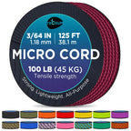 Teceum Micro Paracord - Maroon - 1.18 Mm X 125 Ft - Micro Utility Cord - Thin Braided Paracord Rope Nylon Polyester - Wind Chime