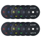 CAP Barbell 370 LB Economy Olympic Bumper Plate Set with Color Logo | Black