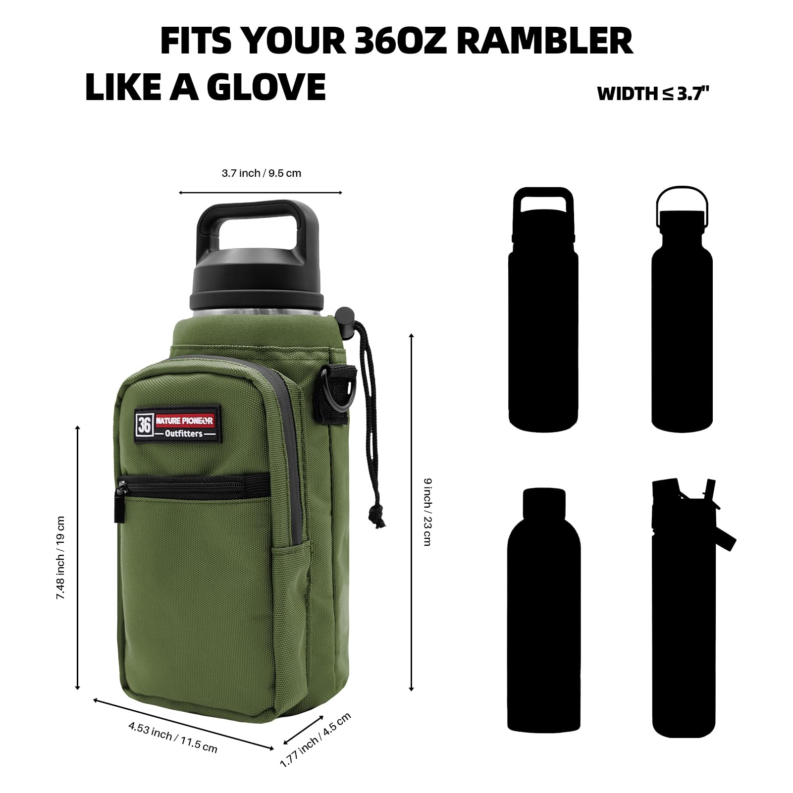 Nature Pioneor Water Bottle Carrier With Adjustable Strap - Insulated Sleeve Pouch Water Bottle Holder Bag With Paracord Handle