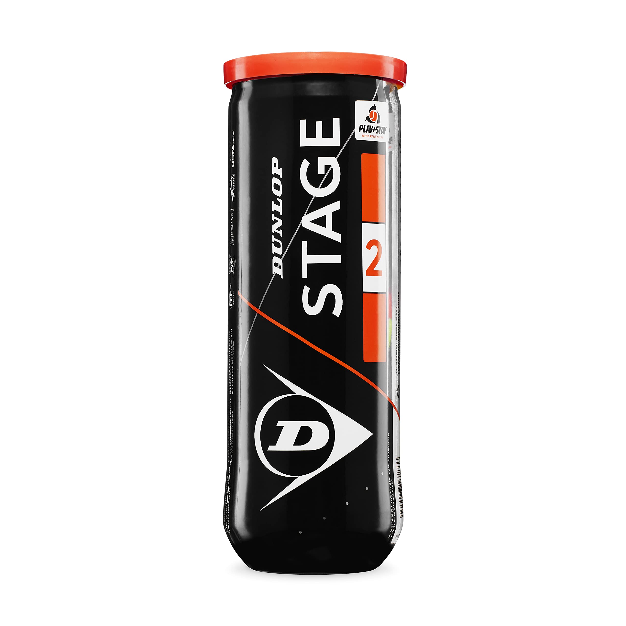 DUNLOP Sports Stage 2 Training Tennis Ball for Beginners & Kids (3-Ball Can), Orange