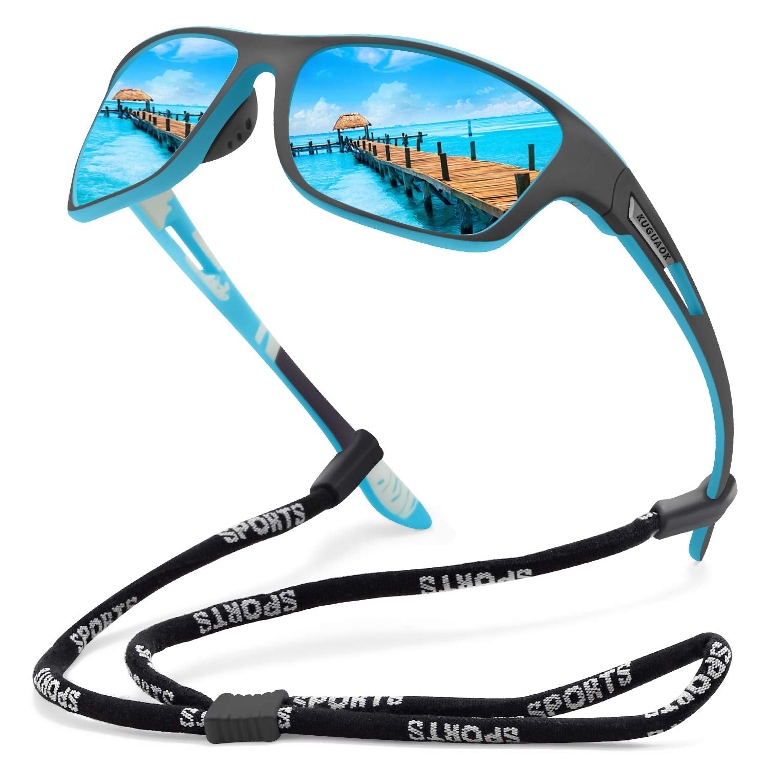 Kuguaok Polarized Sports Sunglasses For Men Driving Cycling Fishing Sun Glasses 100% Uv Protection Goggles