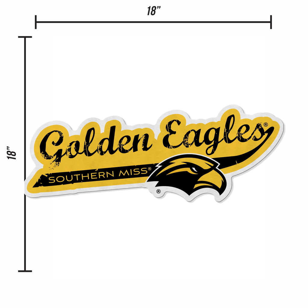 Rico Industries Ncaa Southern Mississippi Golden Eagles Distressed Shape Cut Pennant - Home And Living Room D  Cor - Soft Felt E