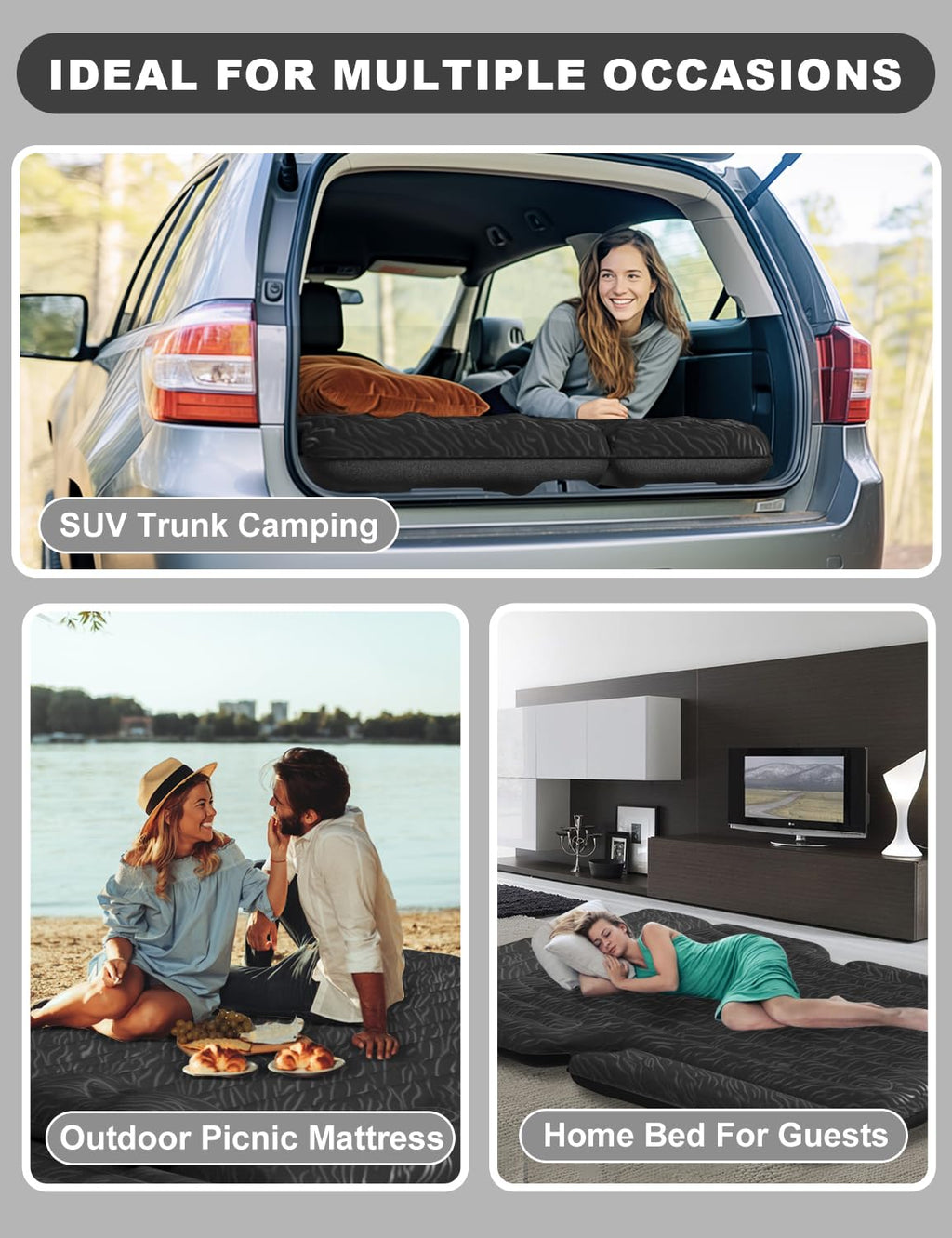 Umbrauto Suv Air Mattress For Car Camping, Back Trunk Sleeping Airbed With Pump For 4Runner, Outback, Forester, Cherokee, Rav4,