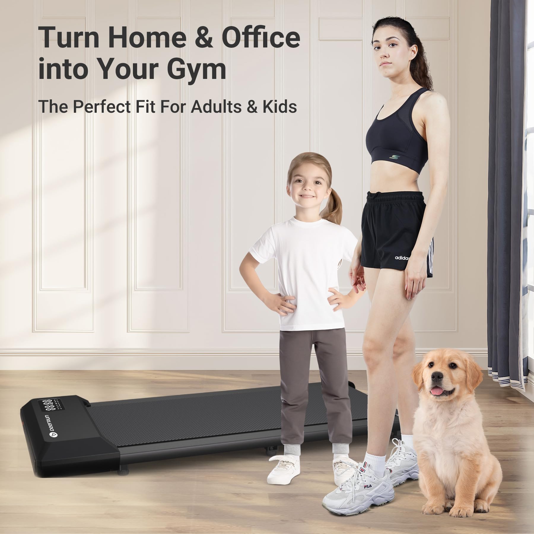 Deerrun Walking Pad, 2024 Upgrade Smart Under Desk Treadmill, Led Display & App/Remote Control, Treadmills For Home, Low Noise K
