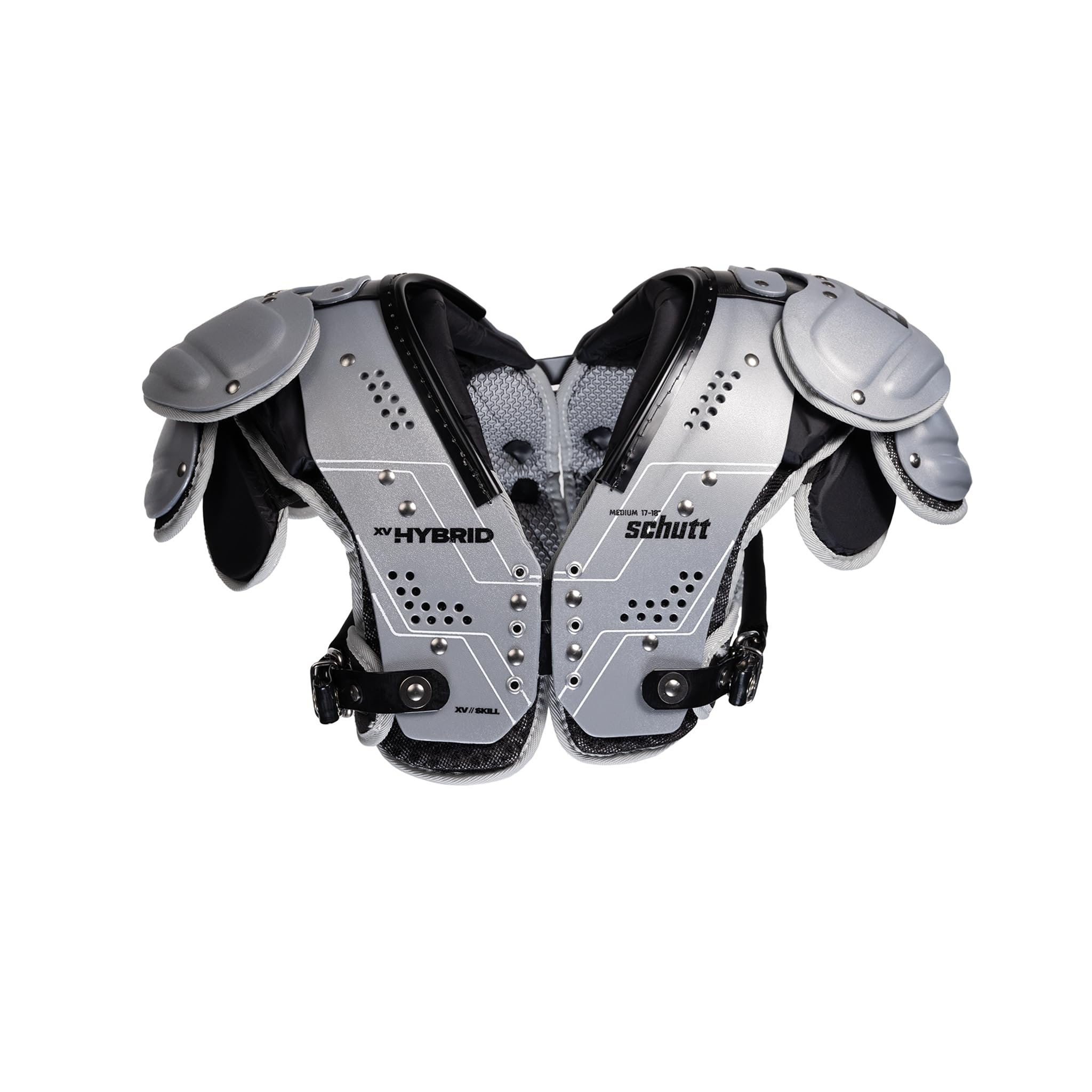 Schutt XV Skill Shoulder Pads - Hybrid,Silver/Black