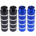 Zelerdo 2 Pairs Aluminum Alloy Bike Pegs For Mountain Bike Cycling Rear Stunt Pegs Fit 3/8 Inch Axles (Black Stripe And Blue Str