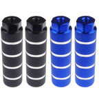 Zelerdo 2 Pairs Aluminum Alloy Bike Pegs For Mountain Bike Cycling Rear Stunt Pegs Fit 3/8 Inch Axles (Black Stripe And Blue Str