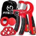Fitbeast Hand Grip Strengthener Set Dual Counting Hand Grippers, Grip Ball, Grip Ring & Finger Stretch Band For Improved Grip & 