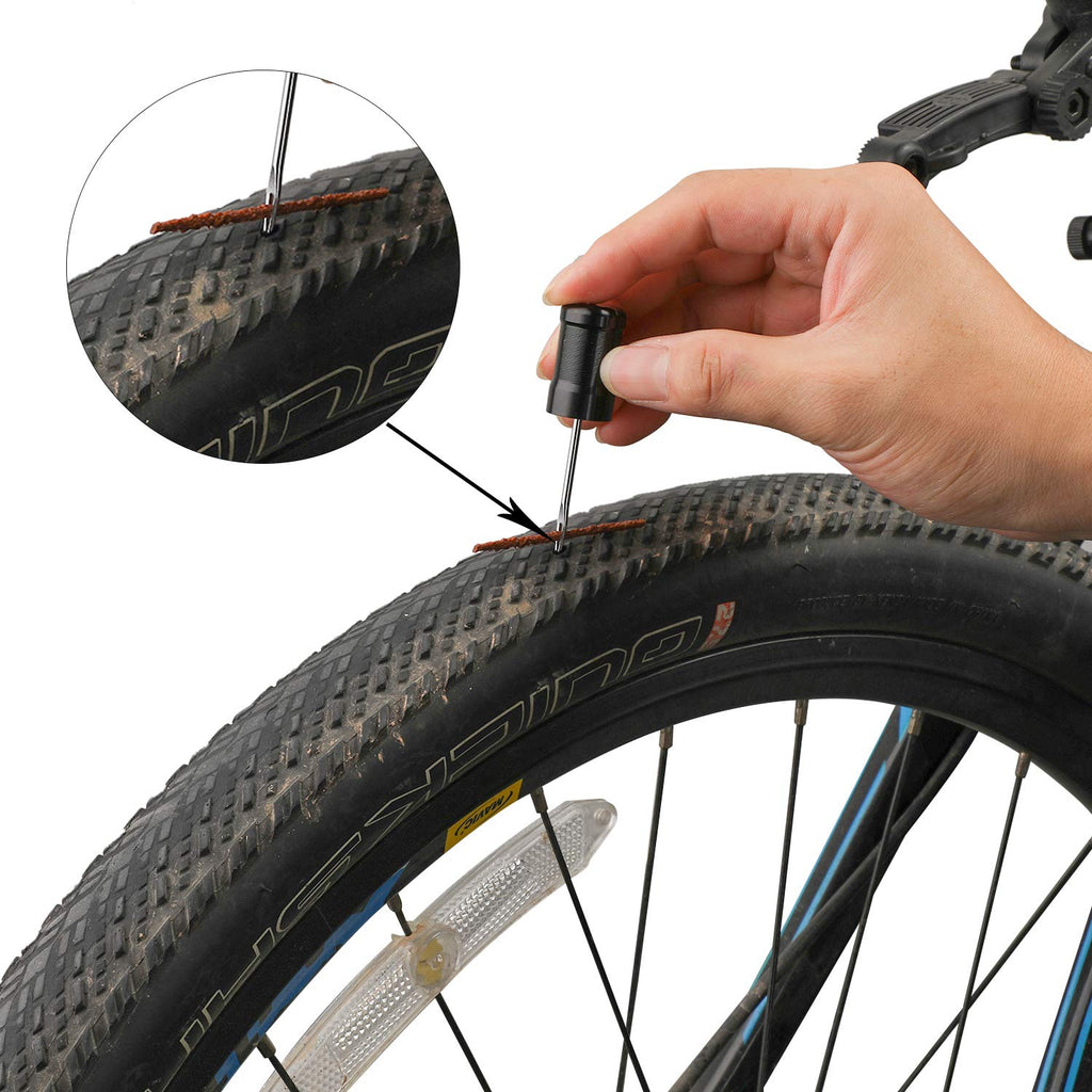 Oumers Tubeless Bike Tire Repair Tool Kit, Bike Tire Punctures With 5Pcs Bacon Strips Plus Insertion Tool Tire Repair Fork Reame