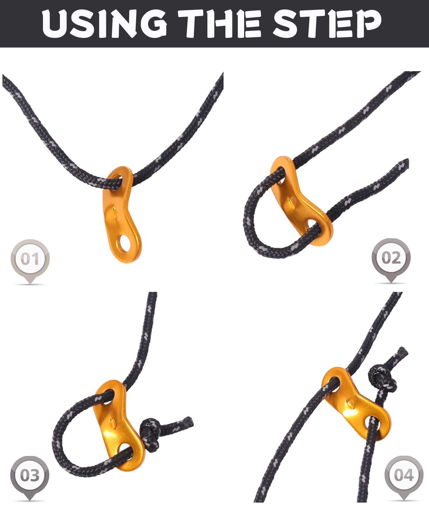 Hikeman 6 Pack 4Mm Outdoor Guy Lines Tent Cords Lightweight Camping Rope With Aluminum Guylines Adjuster Tensioner Pouch For Ten