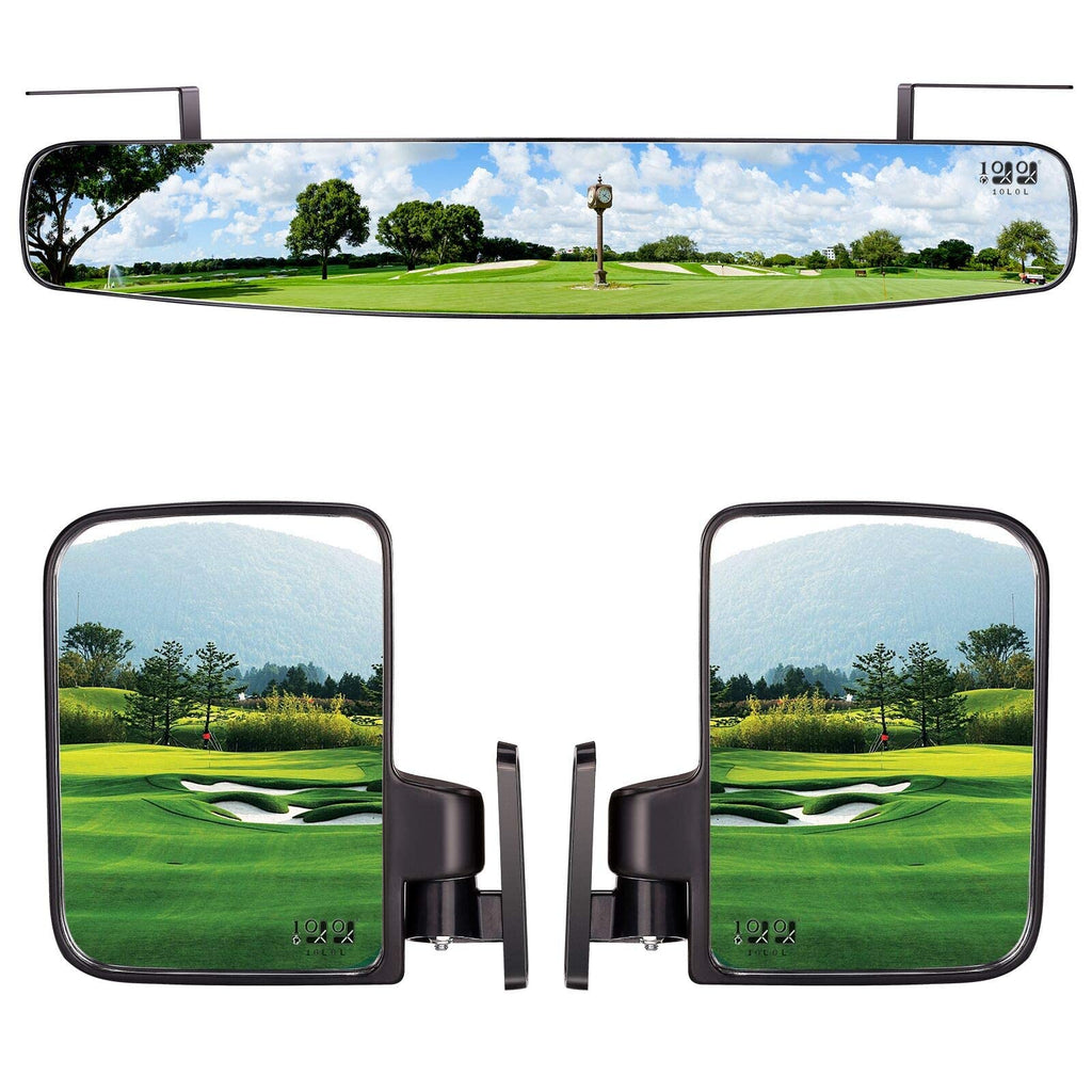 10L0L Newest Golf Cart Folding Side Mirrors And Rear View Mirror 16.5'' Extra Wide Panoramic Golf Cart Mirrors Fits Club Car Ezg