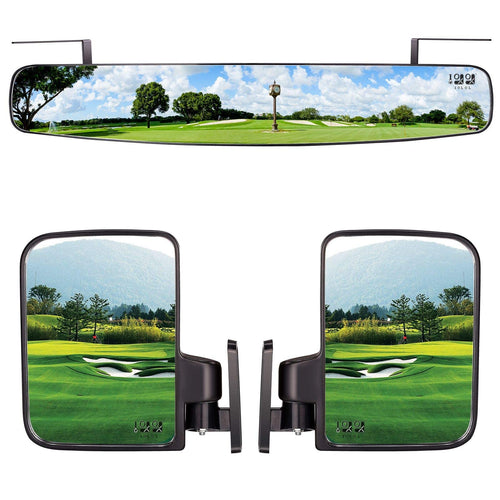 10L0L Newest Golf Cart Folding Side Mirrors And Rear View Mirror 16.5'' Extra Wide Panoramic Golf Cart Mirrors Fits Club Car Ezg
