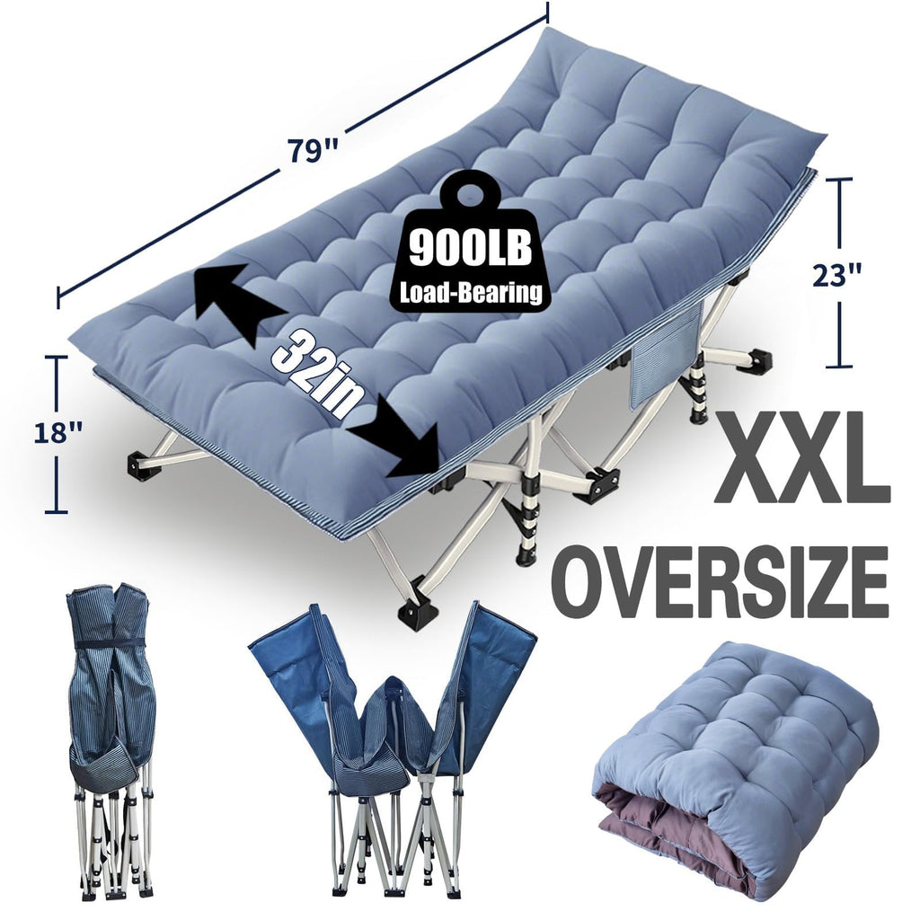 Colmerd 2 Pack Extra Wide Cot Xxl Sleeping Cots For Adults 79 L X 32 W X 18 H Camping Cot With Comfortable Mattress Camping Cots