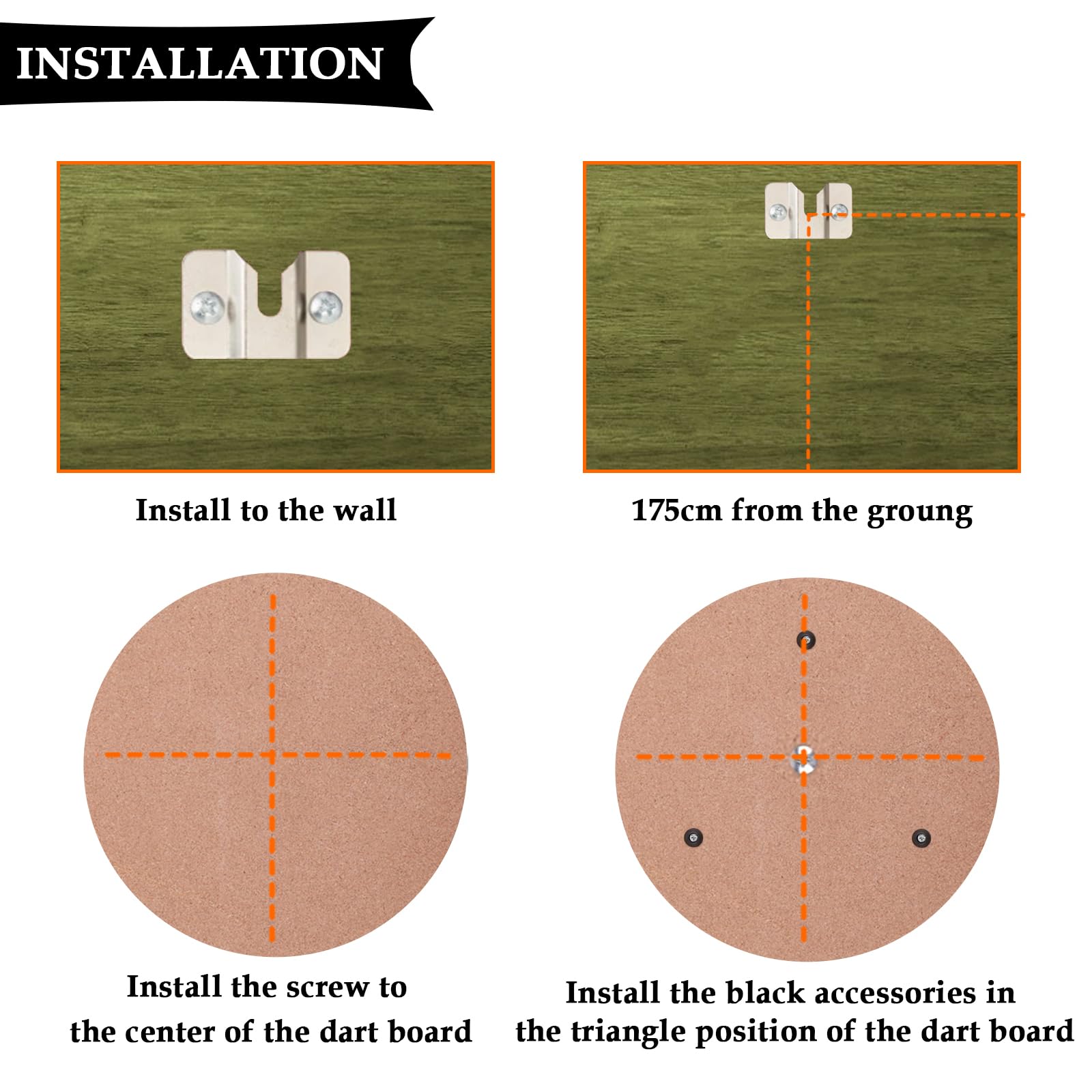 Aifeier Et Dartboard Bracket Hanging Dartboards Mounting Hardware Kit For Dart Games (2 Set)