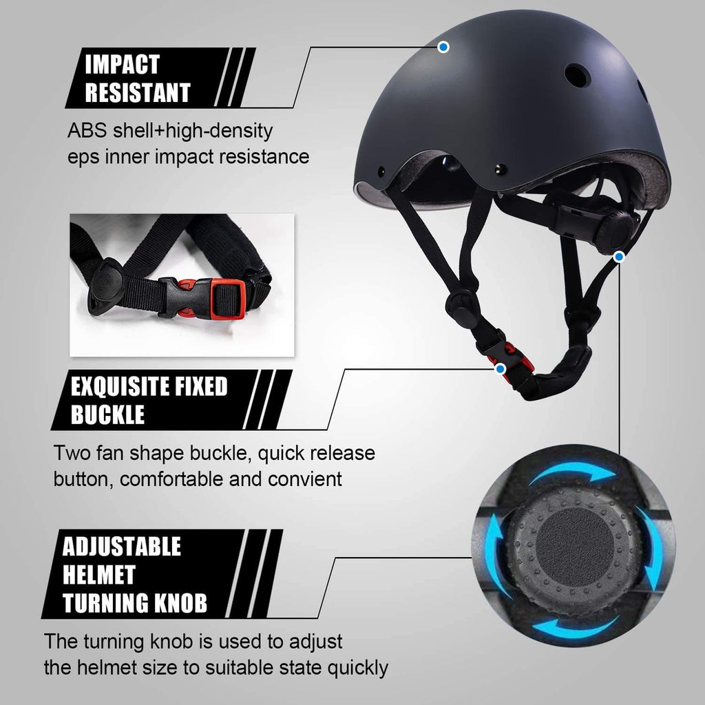 Adjustable Helmet For Ages 3-16 Kids Toddler Boys Girls Youth,Protective Gear With Elbow Knee Wrist Pads For Multi-Sports Skateb