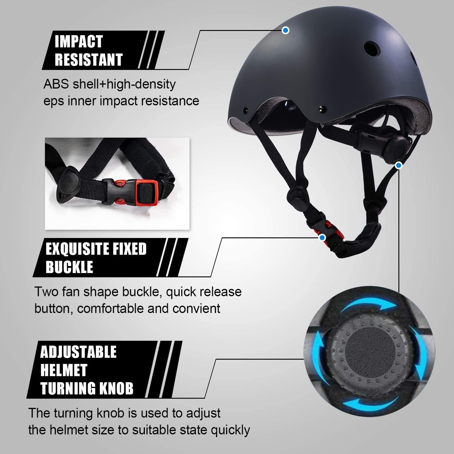 Adjustable Helmet For Ages 3-16 Kids Toddler Boys Girls Youth,Protective Gear With Elbow Knee Wrist Pads For Multi-Sports Skateb
