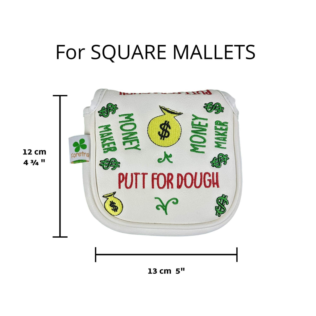 Foretra - Putt For Dough - Money Maker White Golf Putter Headcover Quality Pu Leather Magnetic Closure For Square Mallet Style P