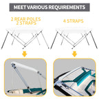 Seamander 3 Bow Marine Grade Polyester Boat Bimini Top, 600D Solution-Dyed Canvas, 4 Adjustable Nylon Straps, 2 Rear Support Pol