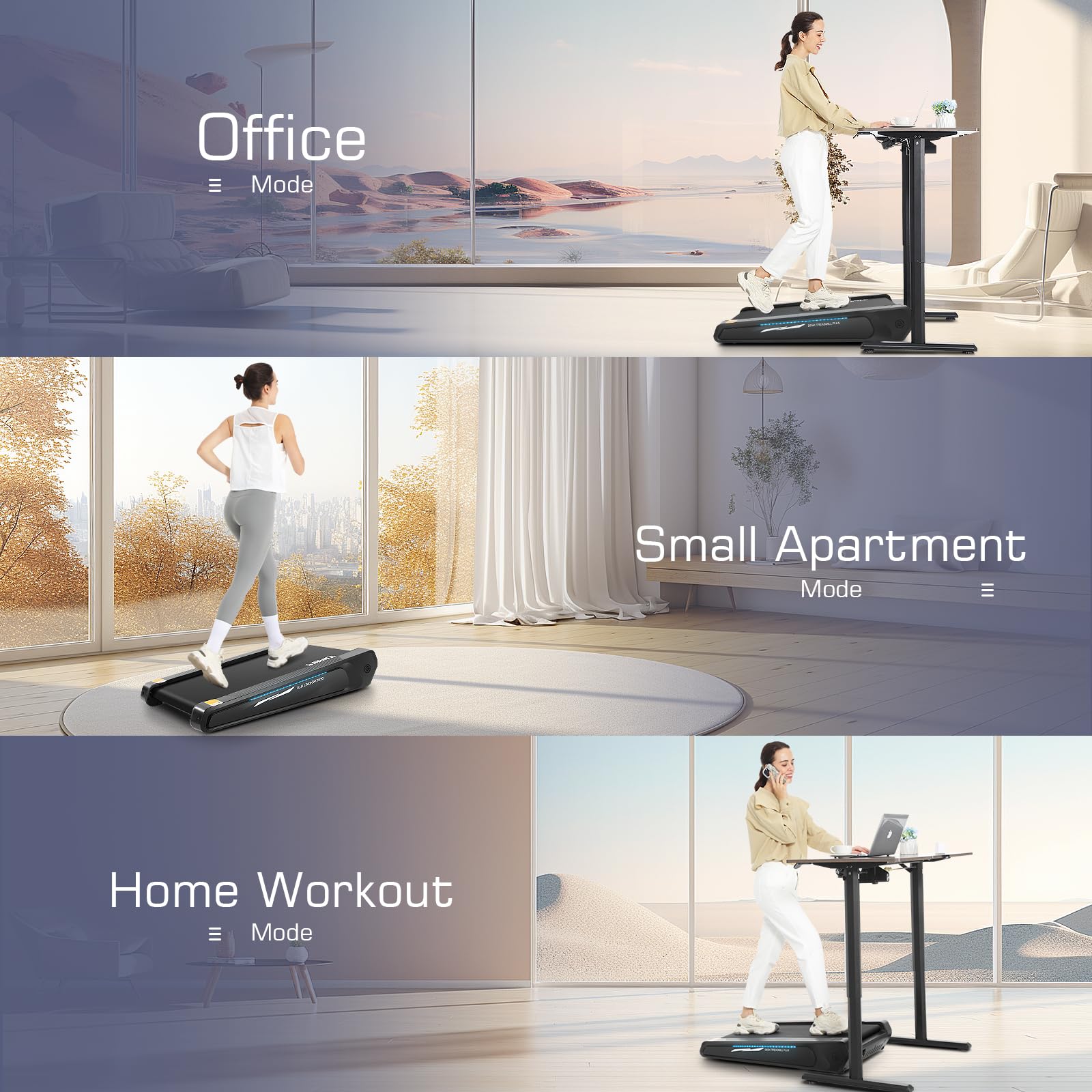 Funmily Walking Pad Treadmill With 5% Incline, 2.5Hp Smallest Under Desk Treadmill For Home Office, Compact Walking Treadmills 3