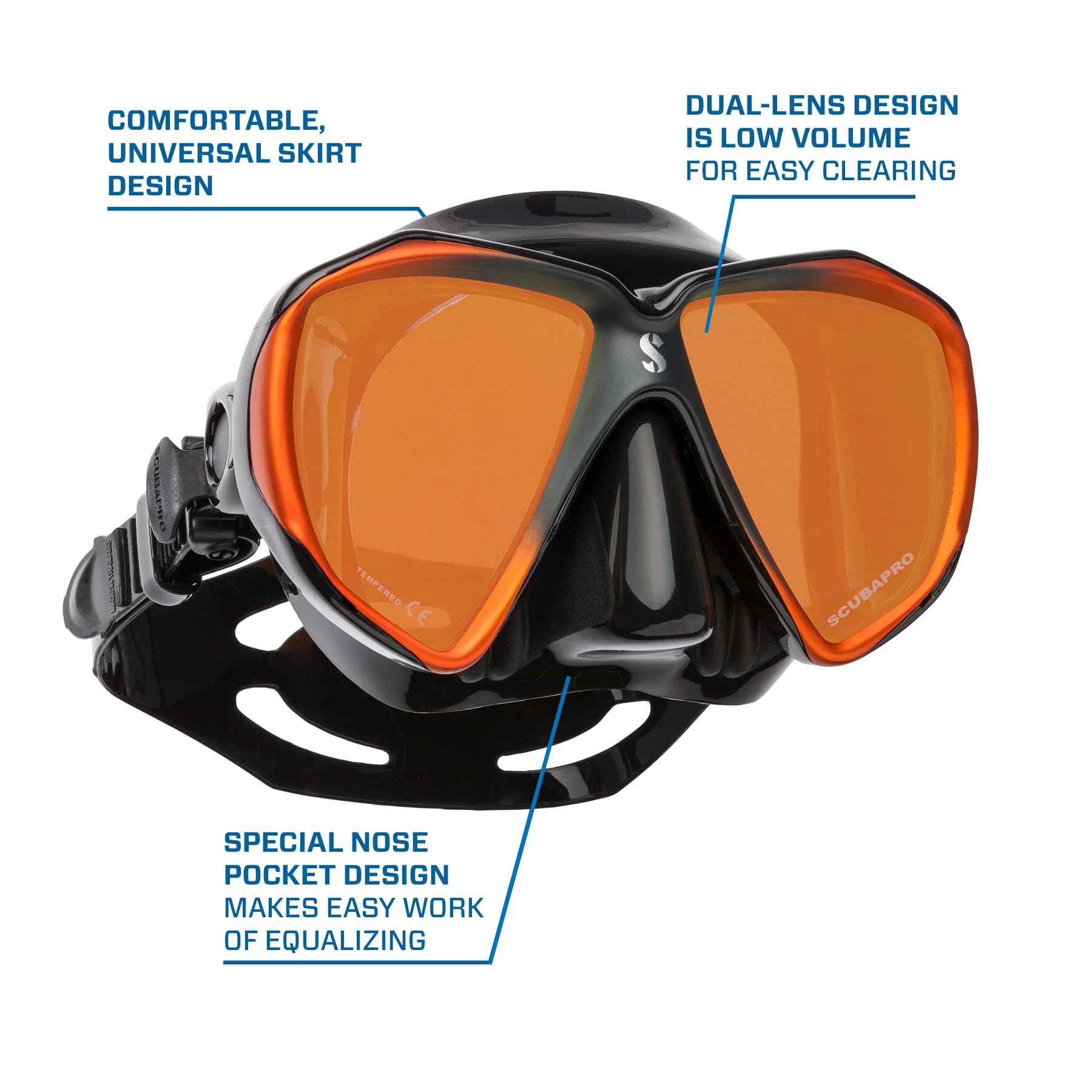 Scubapro Spectra Low Volume 2 Window Dive Mask (Black Bronze/Bronze Mirrored Lens)