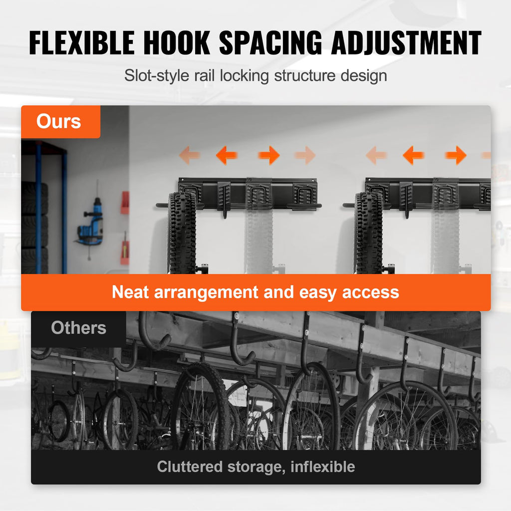 Vevor Bike Storage Rack, 6 Bike Racks And 3 Helmets Hooks, Wall Mount Bike Storage Hanger, Home & Garage Organizer, Customizable