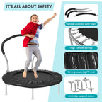 Lyromix 36Inch Kids Trampoline for Toddlers with Handle, Indoor Mini Rebounder Trampoline for Kids, Dark Black
