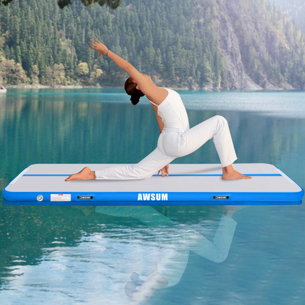 Awsum 10Ft/13Ft/16Ft/20Ft/23Ft Inflatable Air Gymnastics Mat Training Mat 4/8 Inches Thick Tumbling Track Mat With Electric Pump