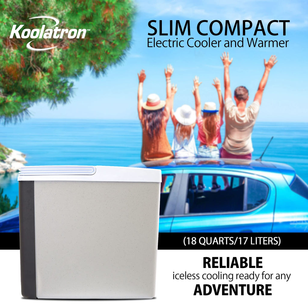 Koolatron Electric Portable Cooler Plug In 12V Car Coolerwarmer, 18 Qt (17 L), No Ice Thermo Electric Portable Fridge For Campin