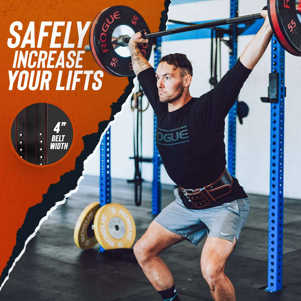 Weight Lifting Belts For Men And Woman Leather Weightlifting Belt Comes (Black/Red, Medium)