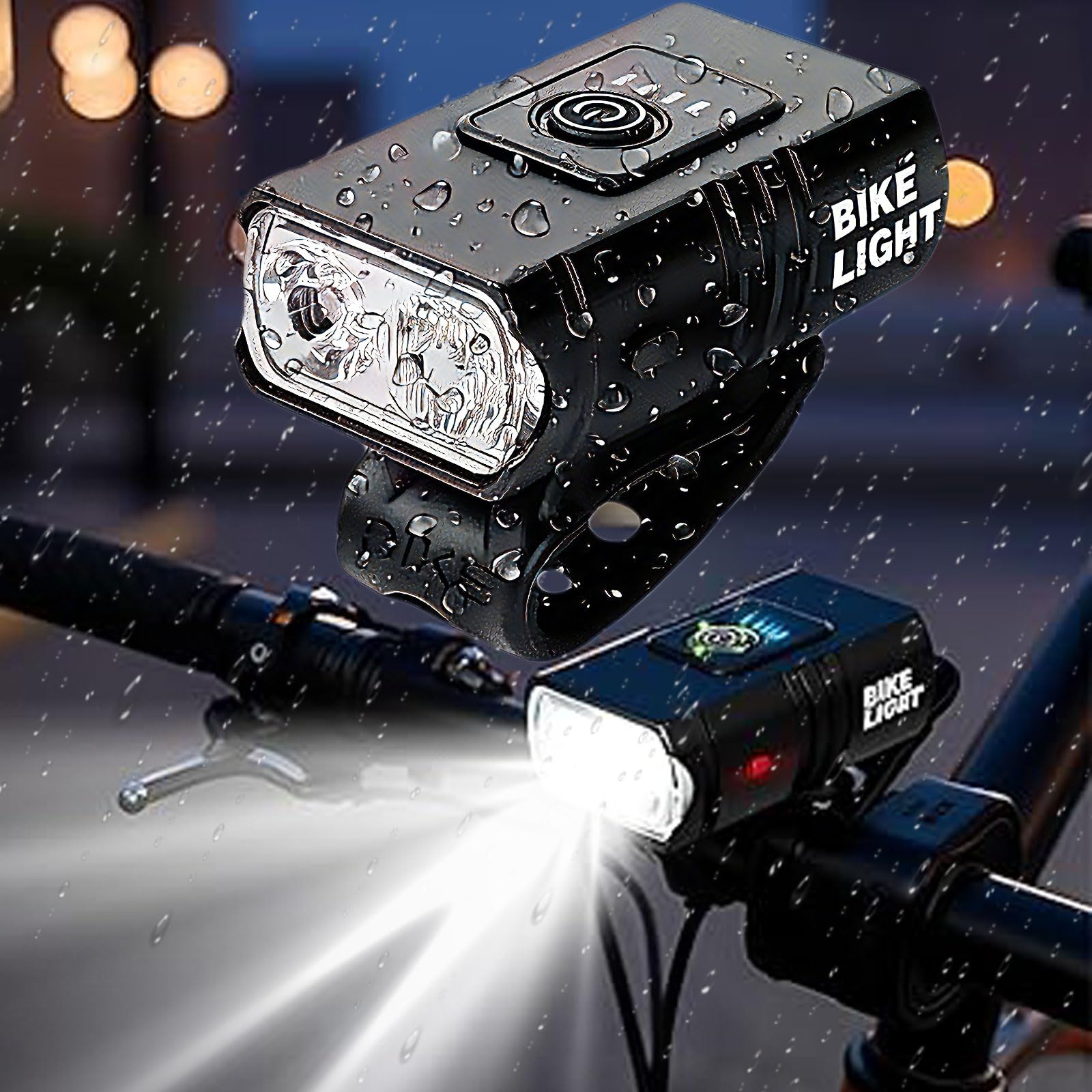 XIGUANFAVOR Bike Headlight, Bike Lights for Night Riding, Waterproof Aluminum Alloy, 1000LM T6X2 High Beam, Handlebar Mount with