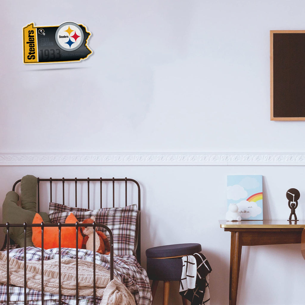 Rico Industries Nfl Football Pittsburgh Steelers State Shape Shape Cut Pennant - Home And Living Room D  Cor - Soft Felt Ez To H
