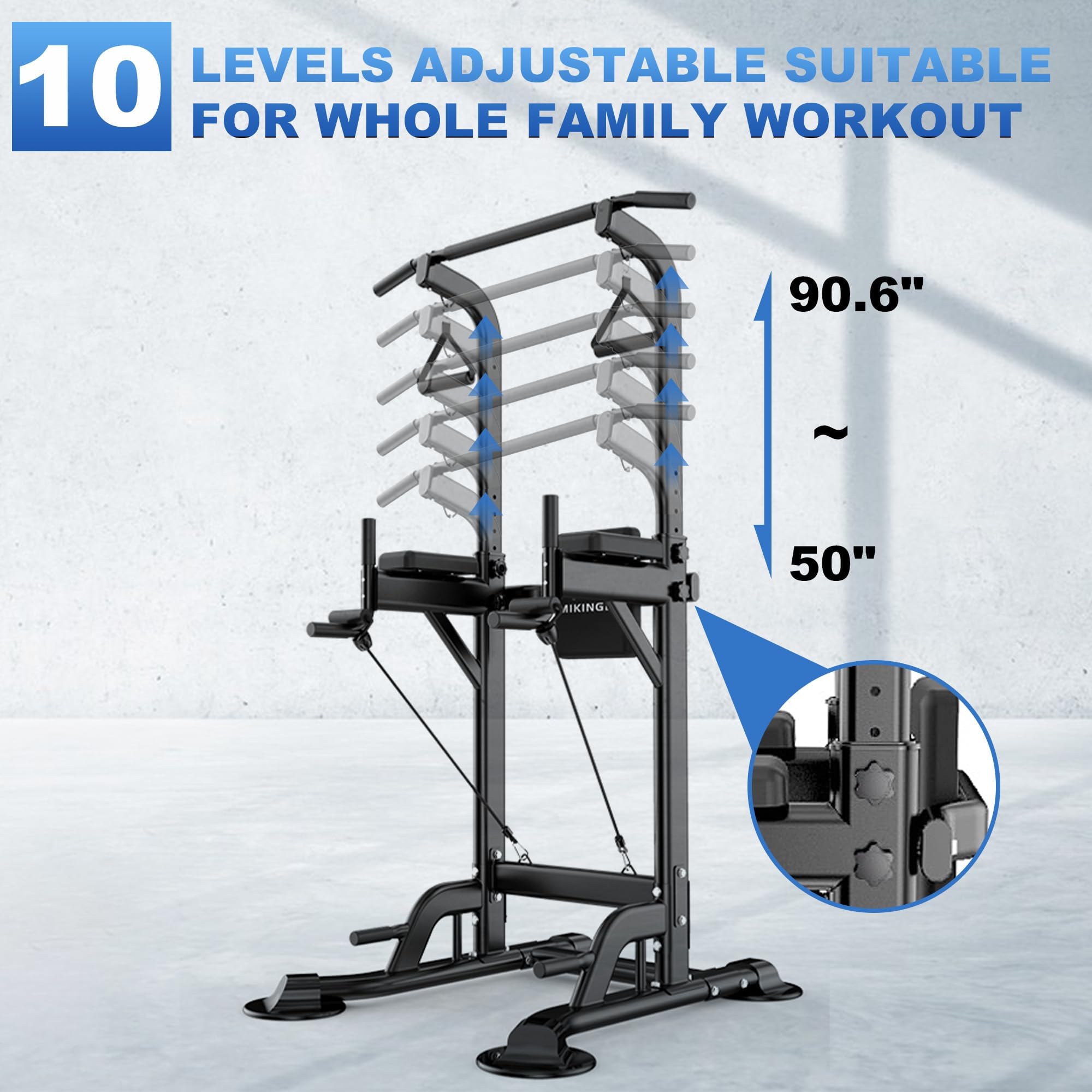 Leasbar Power Tower, Stand Workout Station 330 Lbs Capacity, Adjustable Dip & Pull Up Bar Station, Multi-Function Strength Train