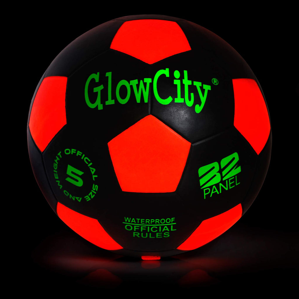 GlowCity Light Up LED Soccer Ball for Kids - Size 3, Black/Red