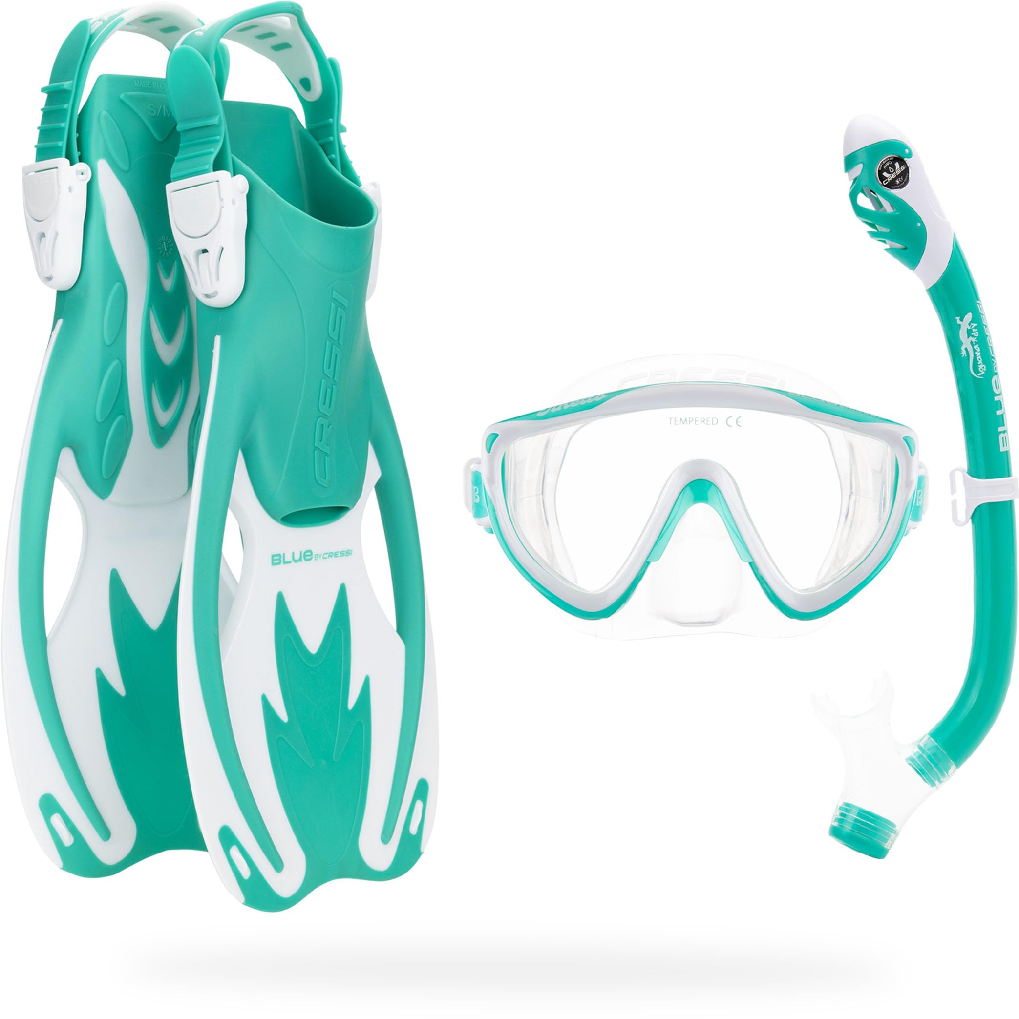 Cressi Tinetto Rocks Dry Set, Aqua Green/White, L/XL